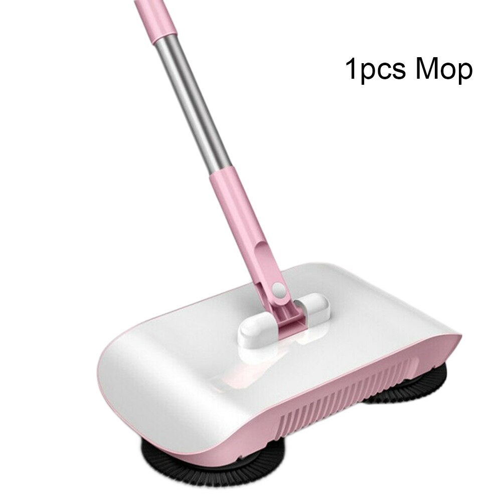 2 in 1 Hand Push Lazy Cleaning Sweeping Broom Set Home Sweeper with Rags 66CY: Pink 1pcs Rags