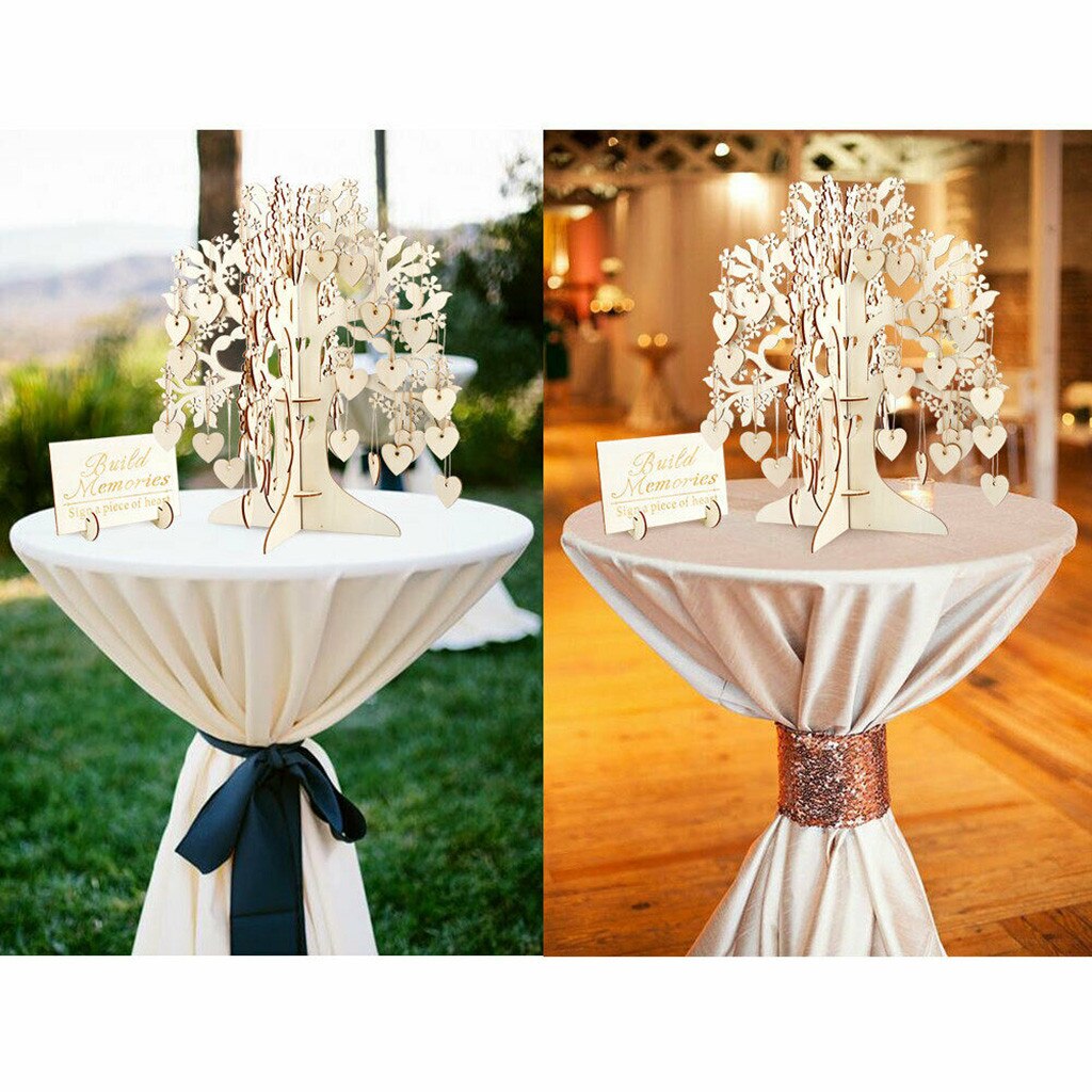 Rustieke Bruiloft Gastenboek Set Gast Bezoek Handtekening Boom Gastenboek Houten Harten Ornamenten Diy Familie Boom Bruiloft Tafel Decor