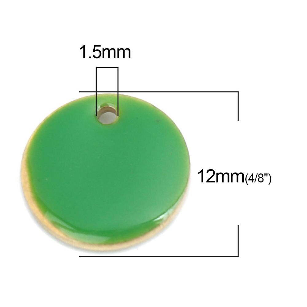 DoreenBeads Copper Enamelled Sequins Pendant Charms Colorful Round Jewelry DIY Findings 12mm Dia., 10 PCs