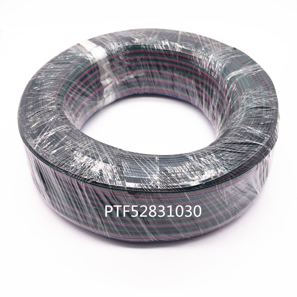 5M/10M/20M/roll 4 Pin Extension RGB + Black Wire Cable For ws2801/5050 /3528/lpd8806/apa102 smd RGB LED Strip 22AWG line