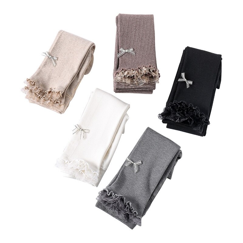 Meisjes Panty Panty Kousen Kant Rand Lente Herfst Dunne Panty Kinderen Leggings Negen Punt Broek Baby Meisje Dans Sokken