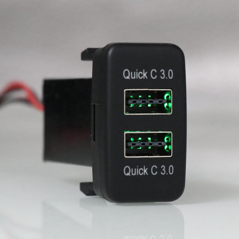 Dual QC3.0 USB Interface Socket Snelle Auto-oplader, Quick Lading Auto Lader Gebruik voor TOYOTA, Camry, corolla, Yaris, RAV4, Reiz, Cruiser