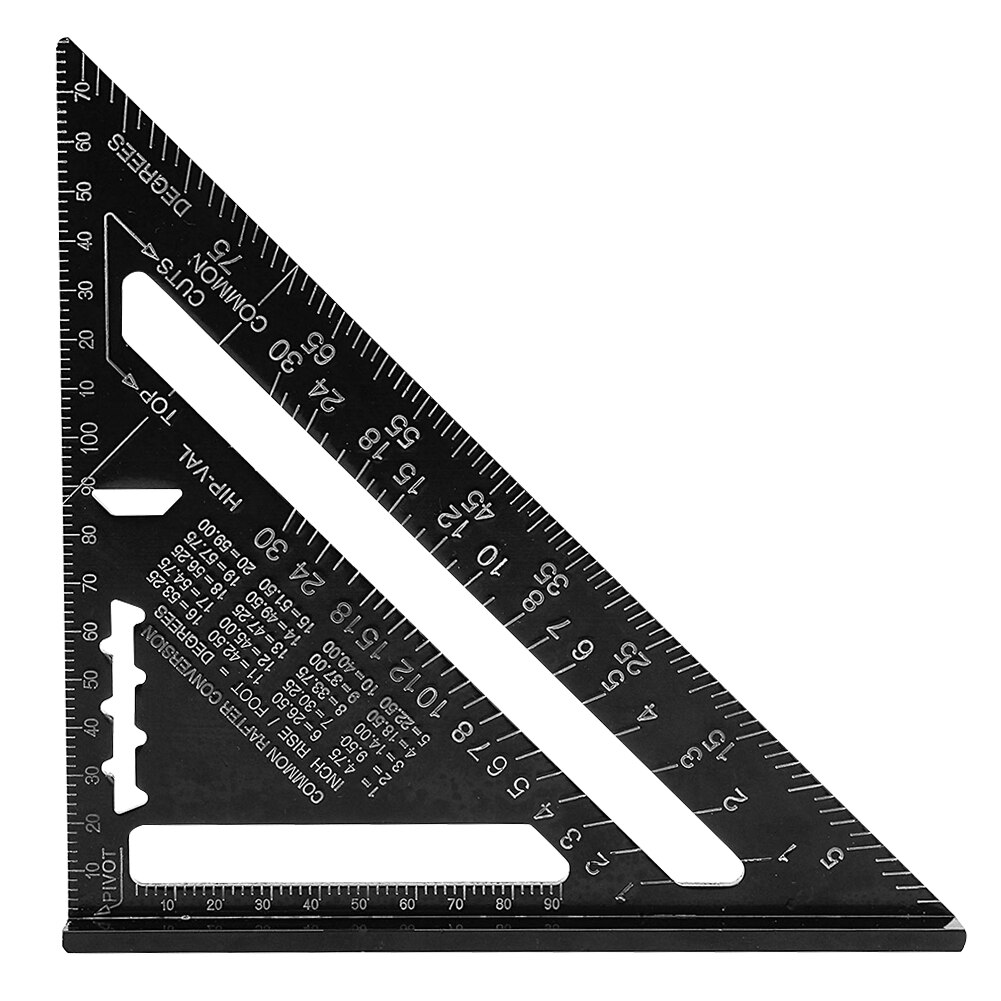 12 inch Speed Square Metric Triangle Ruler Aluminum Alloy Measuring Ruler Woodworking Angle Protractor For Building Framing Tool: Black 7 inch