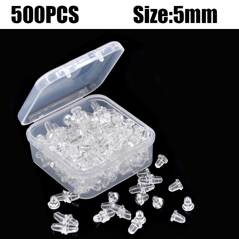 500 Uds caja de tapones para los oídos aleación de goma de silicona transparente pendiente cierre pendientes Kit de accesorios DIY joyería hacer hallazgos de gancho para las orejas: Beige