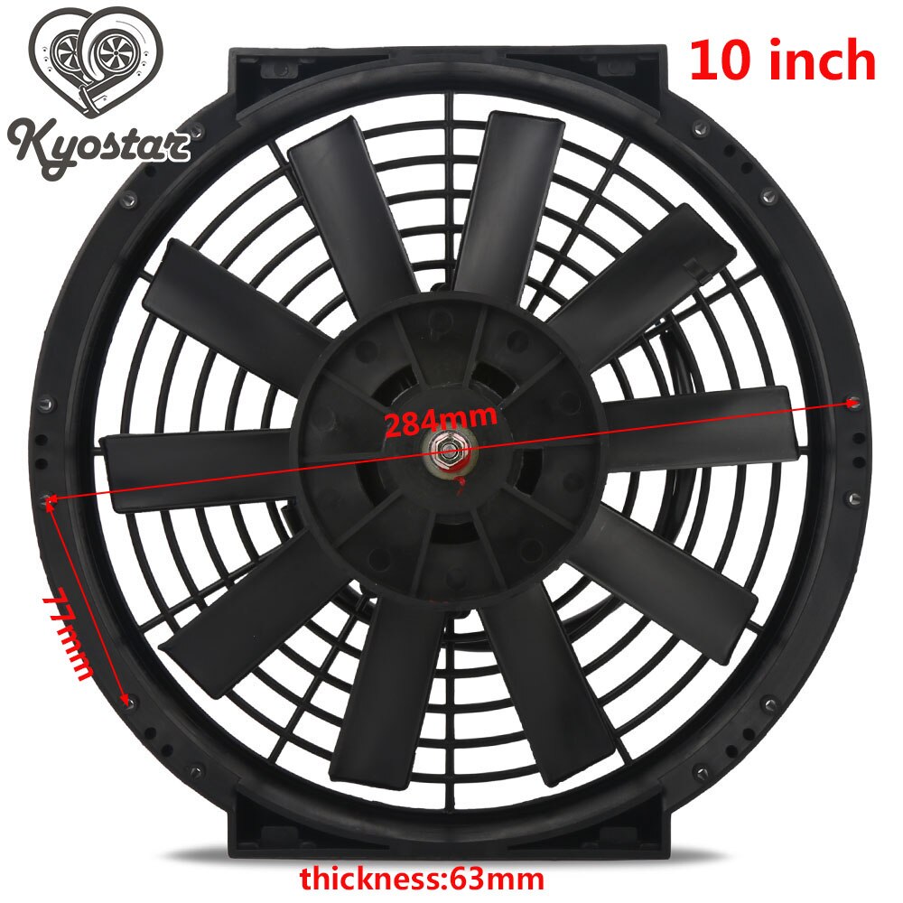 Universal 8" 10" 12" 14" Slim Electric Pull Push Fan /Motor Engine Radiator Oil Cooler Cooling Fan 12V 80W Straight Blades: 10 inch Straight
