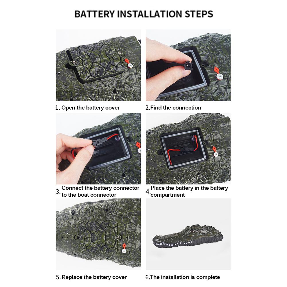 Simulation 2.4G Remote Control Crocodile Boat Crocodile Boat Waterproof Rechargeable Floating Toy For Garden Pond Pool