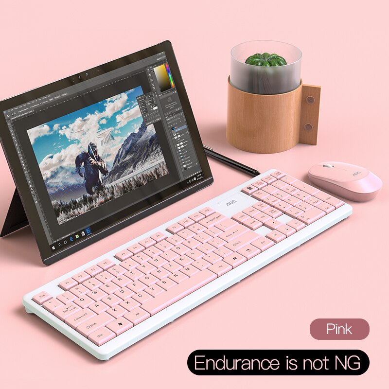 Wireless Mouse And Keyboard Set USB Pink Keyboards Silent Office Gaming Mute Keyboard Mouse Combo For Notebook Laptop Desktop PC