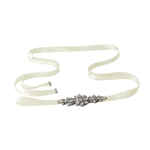 TRiXY S45 Handgemaakte Bruiloft Riemen Kristal Trouwjurk Riem Bruiloft Accessoires DIY Bruid Bridal Sjerpen Bridal Riemen: ivory