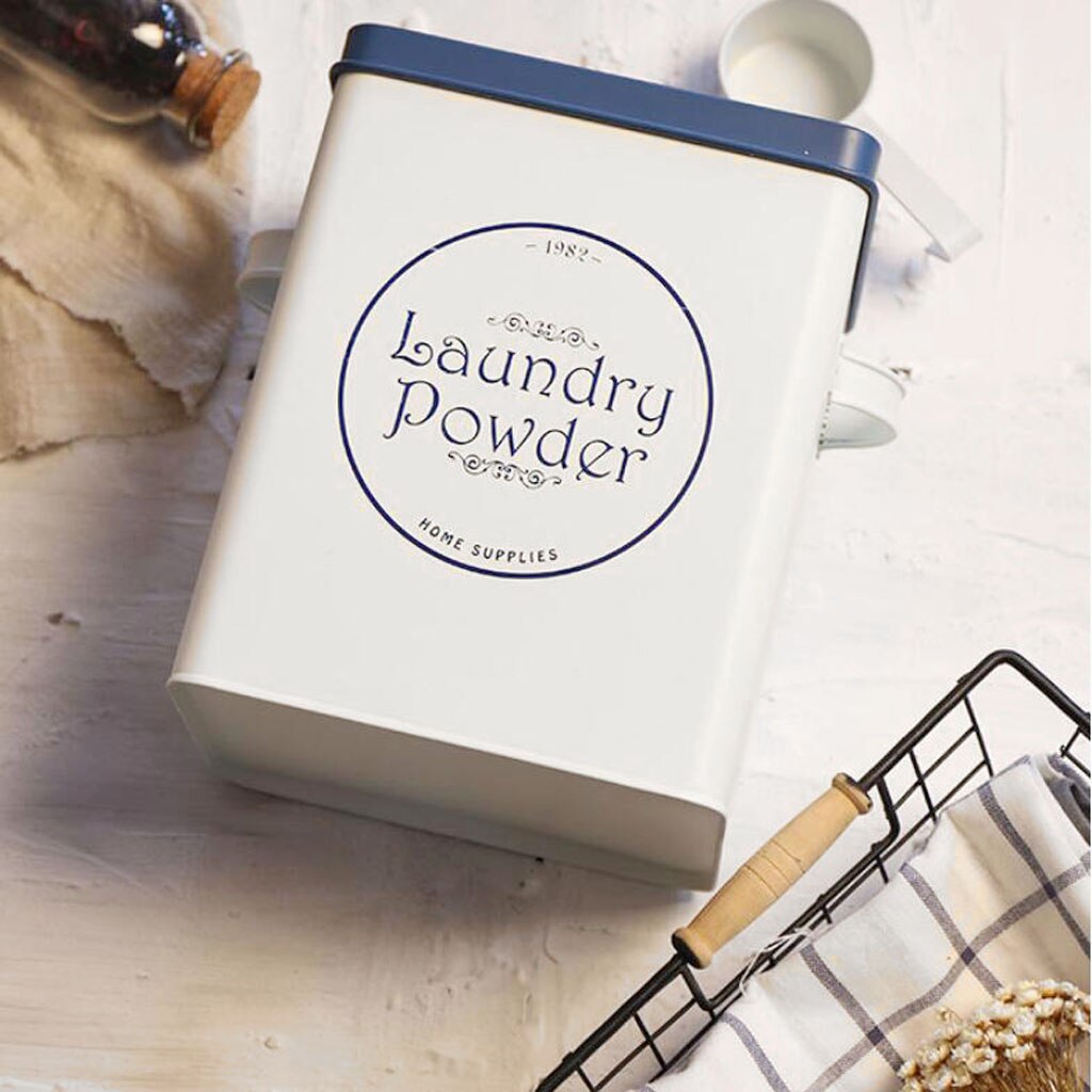 Laundry Powder Detergent Container Tin Box, 9 x 6 x 7 Inches, Storage up to 11lb/ 5kg