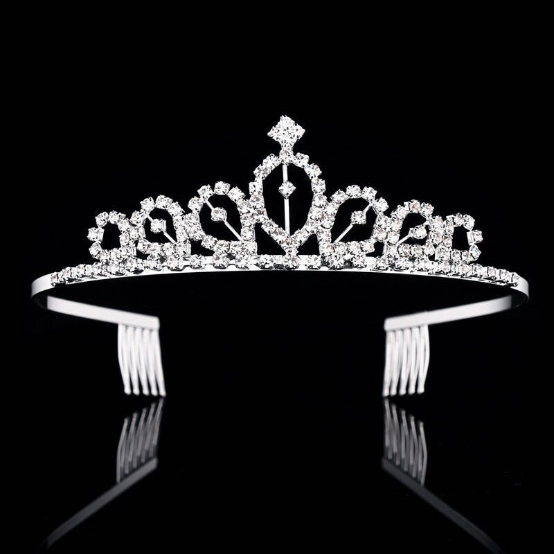 Princess Wedding Bridesmaid tiara with girl's crystal rhinestone hair ornament for bride's head: Gold-color