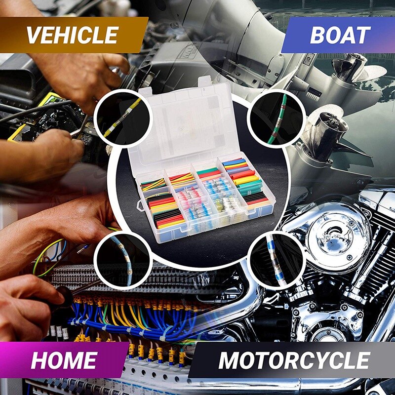 448Pcs Solder Seal Wire Connectors Waterproof & Heat Shrink Tubing Butt Connectors And Shrink Tubes All In One Electrical,Boat A