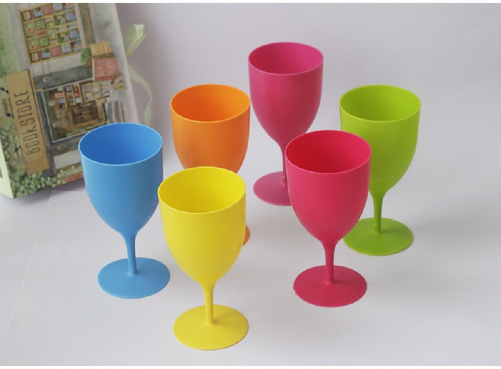 6 kpl muoviset viinilasit pikari samppanjajuhla piknikbaari juomakuppi värikkäitä himmeitä kuppeja festivaali drinkware