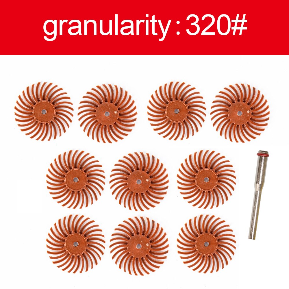 1 zoll Radial Bristle Disc Kit Schleif Pinsel 1/8 "3 2,35mm Schaft Detail Polieren Rad für Dreh Werkzeug zubehör A16: 320 10pcs / with 2.35mm Shank