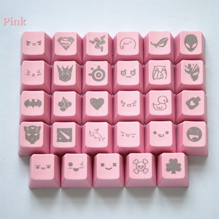 11 colors 29 Engraving graphics DIY PBT keycaps OEM R4 cherry MX switch mechanical keyboard keycap: Pink