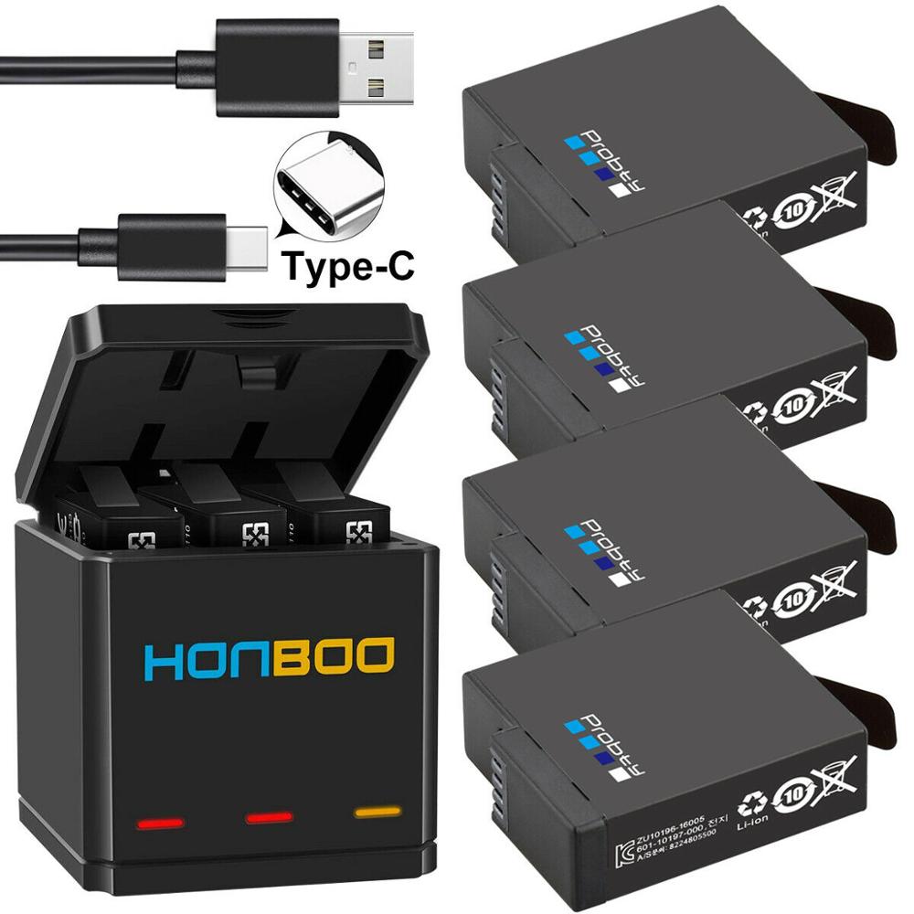 GoPro hero 7 hero 6 hero 5 Zwart Batterij + Triple Oplader voor Go Pro hero 7 6 5 camera batterij