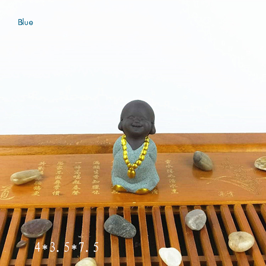 Håndlavet lilla ler buddha te kæledyr lille munk saftig plante dekoration te kæledyr ornament dekorativt til kungfu te bakke