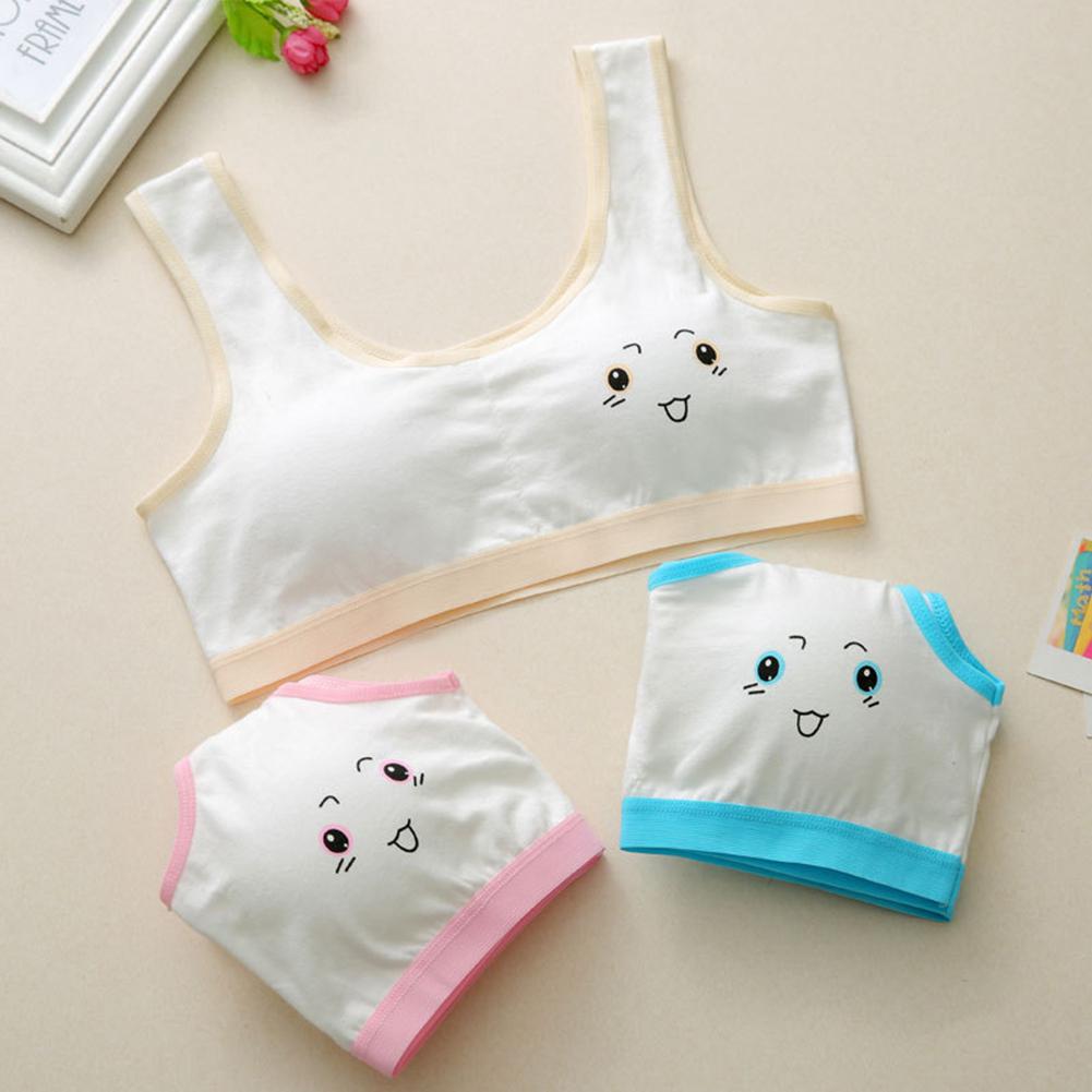 Kidlove Women Cute Cartoon Girl Bra Soft Cotton Underwear Teenage Training Casual Bra for Students 6-12 Years Adolescente