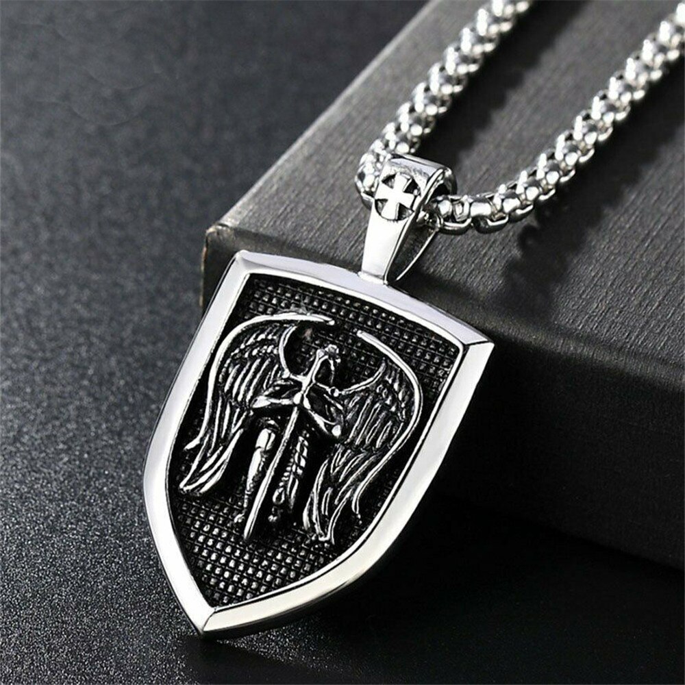 Pendentif médaillon de la Saint-valentin pour homme, collier en acier inoxydable
