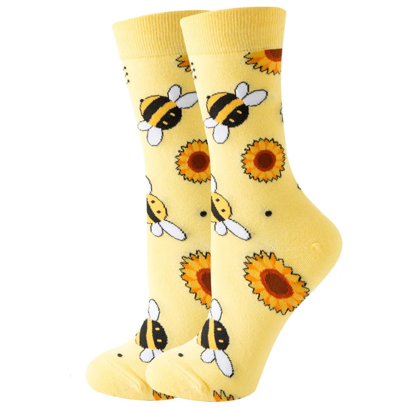 Calcetines bonitos con dibujos de animales y flores para hombre y mujer, calcetines divertidos Kawaii a la , calcetines informales felices Harajuku para otoño e invierno