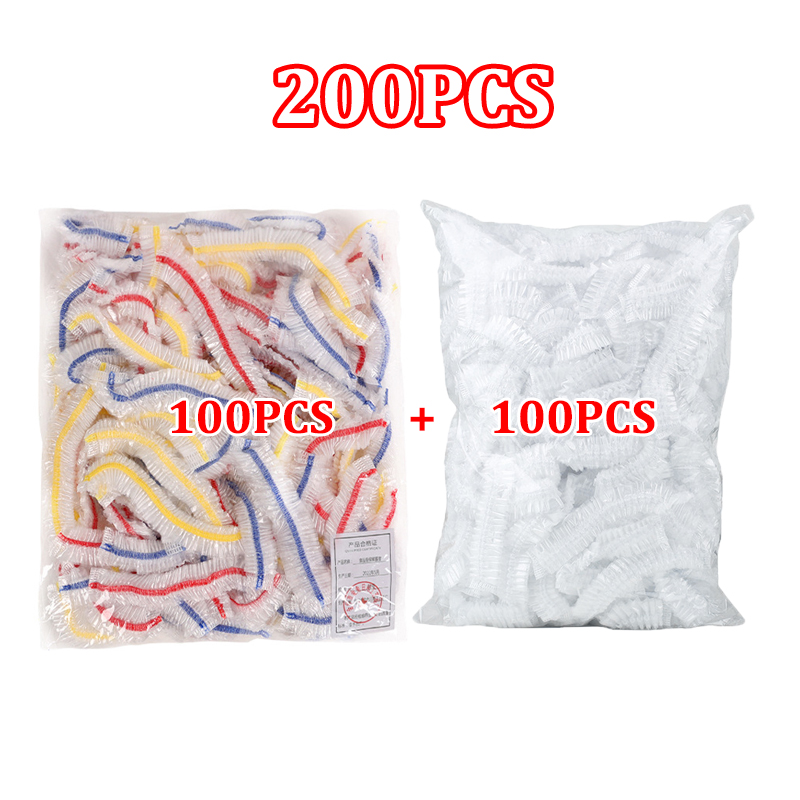 Disposable Food Cover Elastic Plastic Wrap Food Grade Food Lids Shoe Cover Shower Headgear Bowls Caps Food Fresh Saver Bag Dust: Dark Khaki