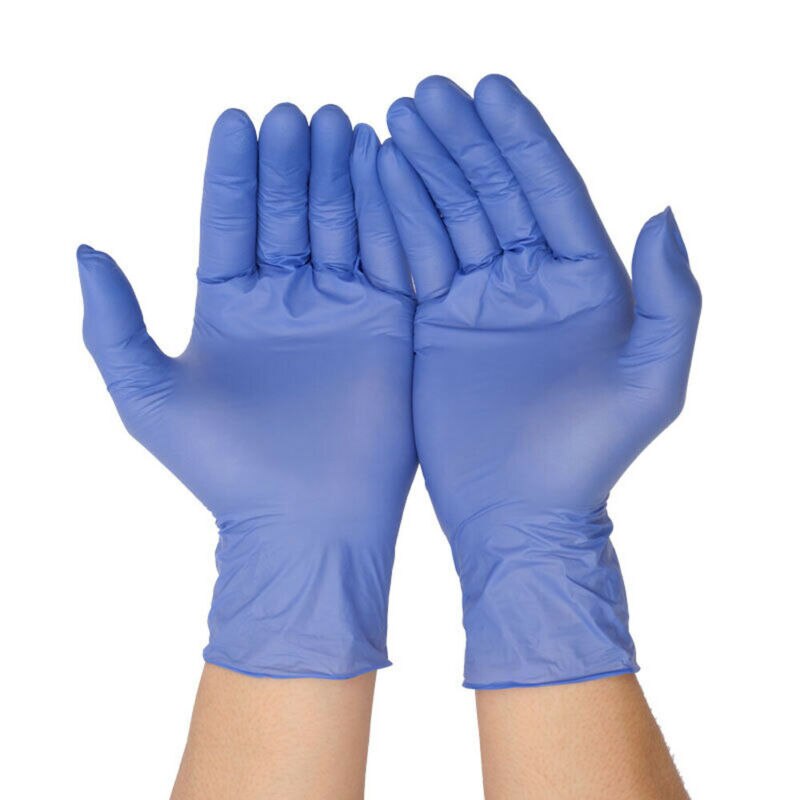2020 nuovo Solido 100pz Blu Guanto di Nitrile Usa E Getta Polvere reticolo libero S M L