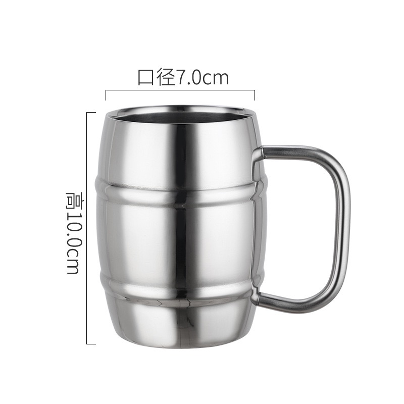 500/450ml Double Stainless Steel Beer Cup Outdoor Camping Western Coffee Cup With Handle Insulated Portable Water Cup Mugs: Red