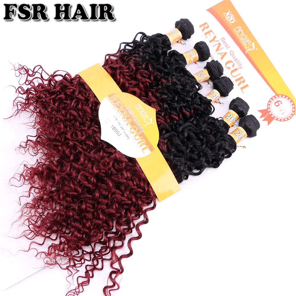 Reyna curly ombre hiusnippu mutkaiset kiharat hiukset kudos 16-20 tuumaa 6 kpl yksi setti afrokiharat synteettiset hiuspidennykset