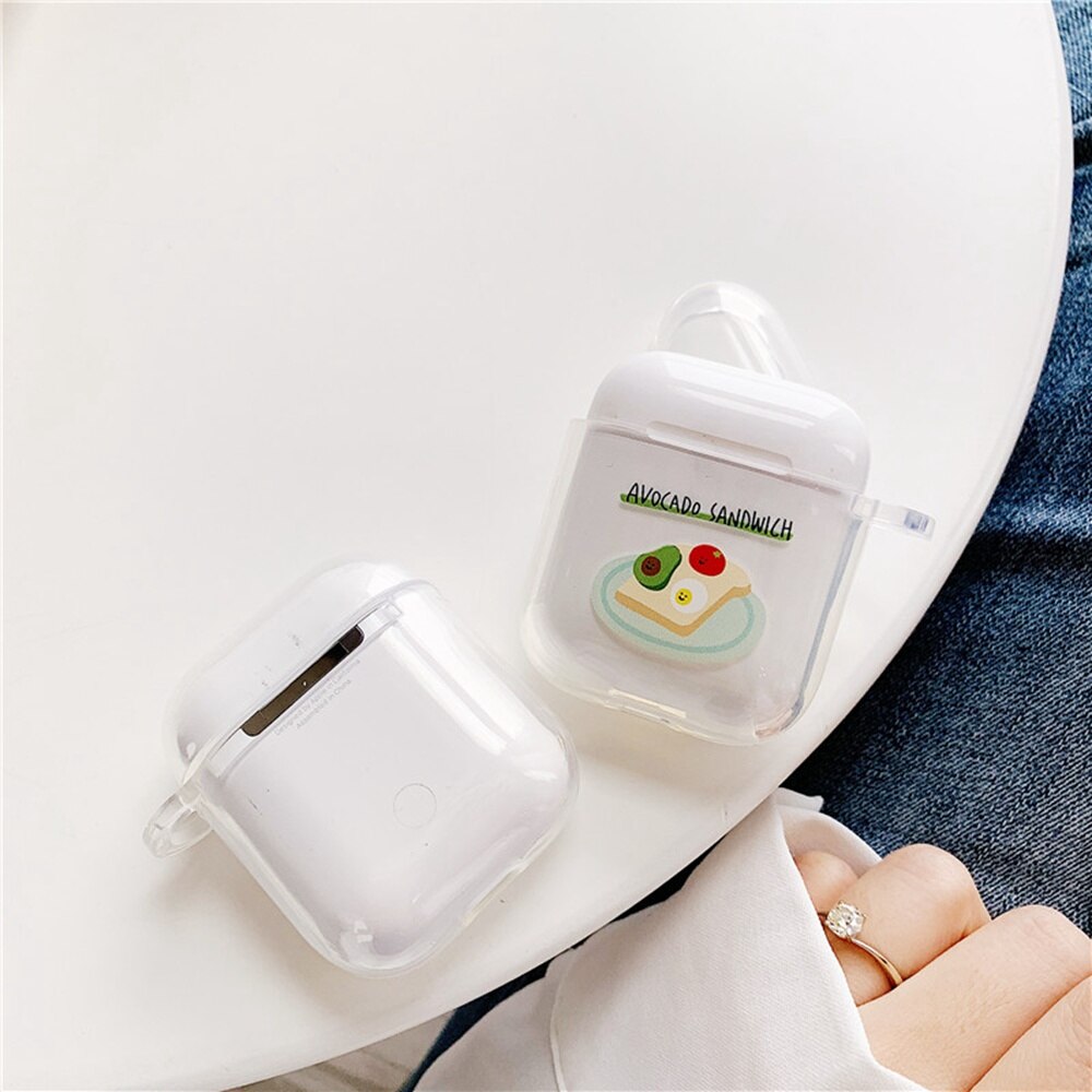 Sødt silikone cover gennemsigtig bluetooth trådløst etui til airpods 2 etuier til airpod apple med nøglering stødsikker coque etui