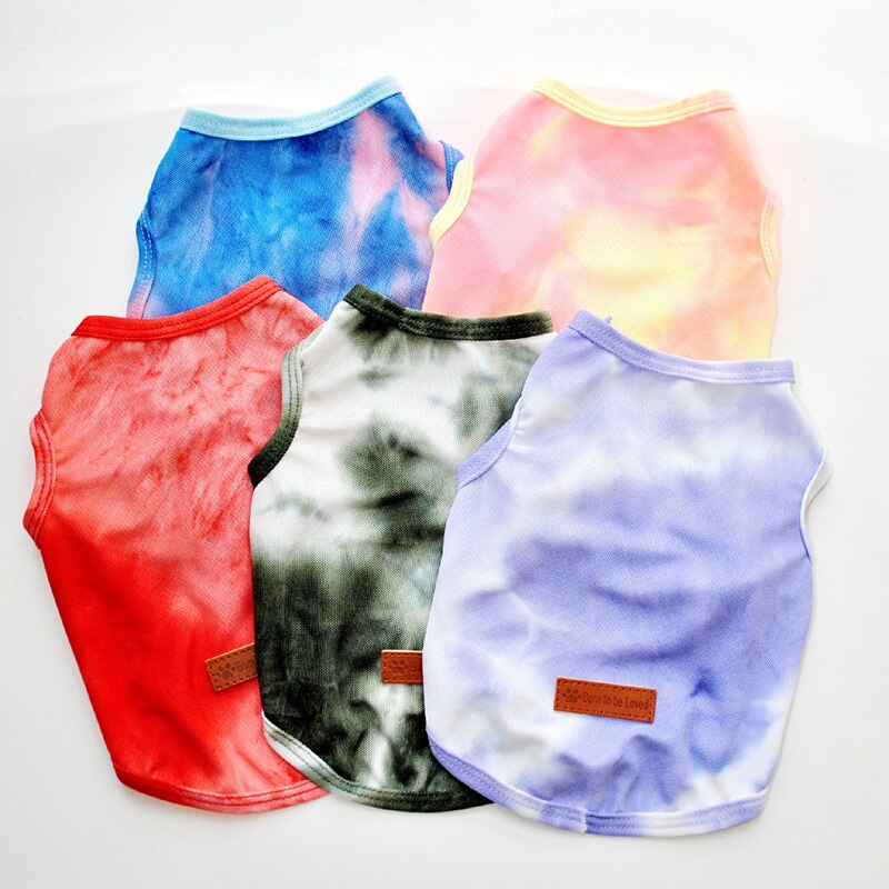 Tie Dye Pet Clothes Vest Dog Shirt Puppy Pet Clothing For Small Medium Dogs Chihuahua Yorkie Casual Breathable Costume