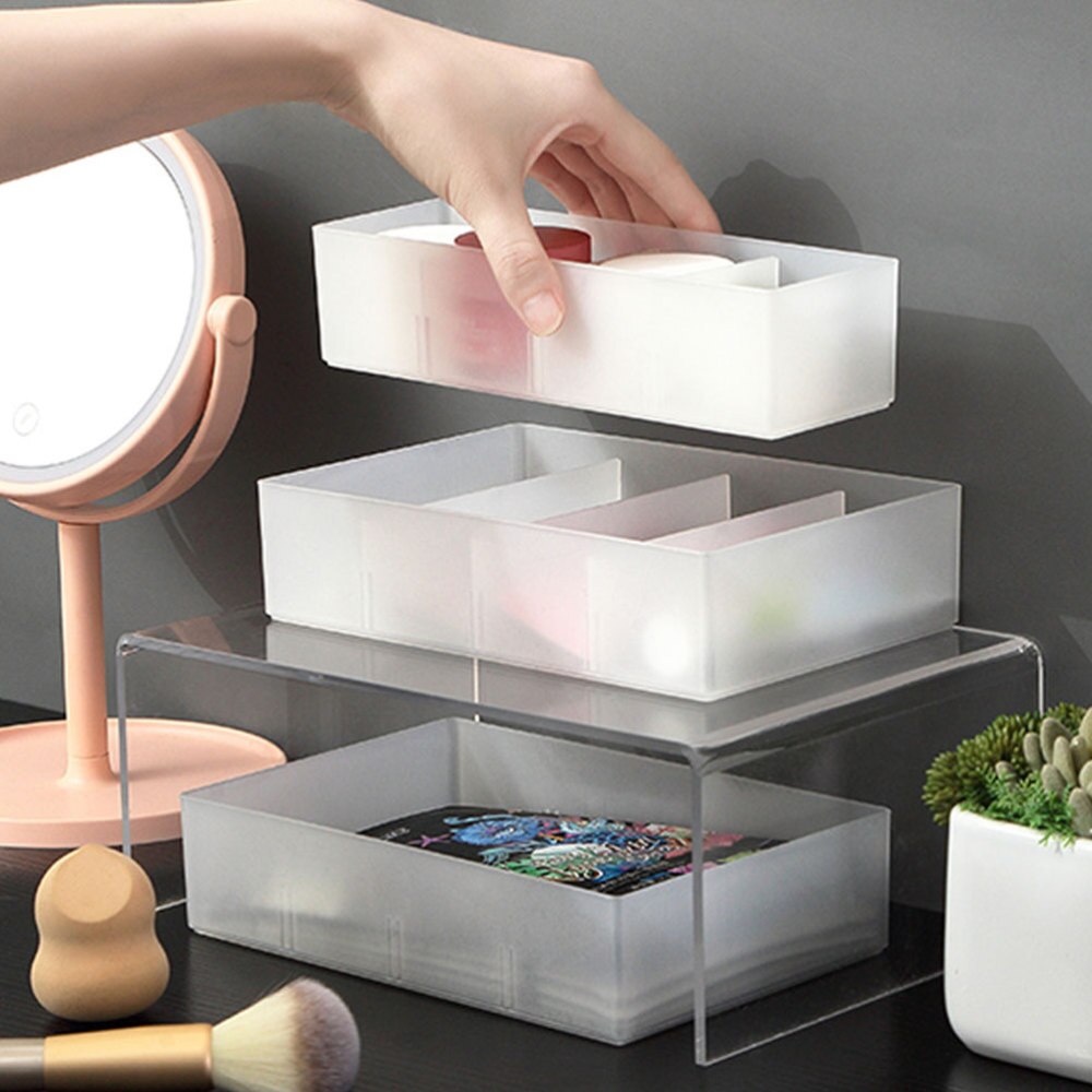 2pcs Desk Drawer Organizer Trays Compartment Storage Box Make-up Organizer