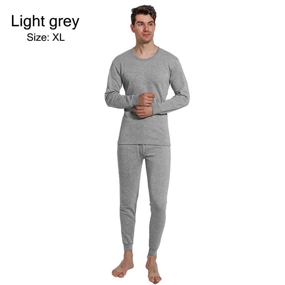 Conjunto de ropa interior térmica para hombre, conjunto de Calzoncillos largos con forro polar suave, parte superior e inferior, ropa térmica para clima frío de invierno: light grey / 2XL
