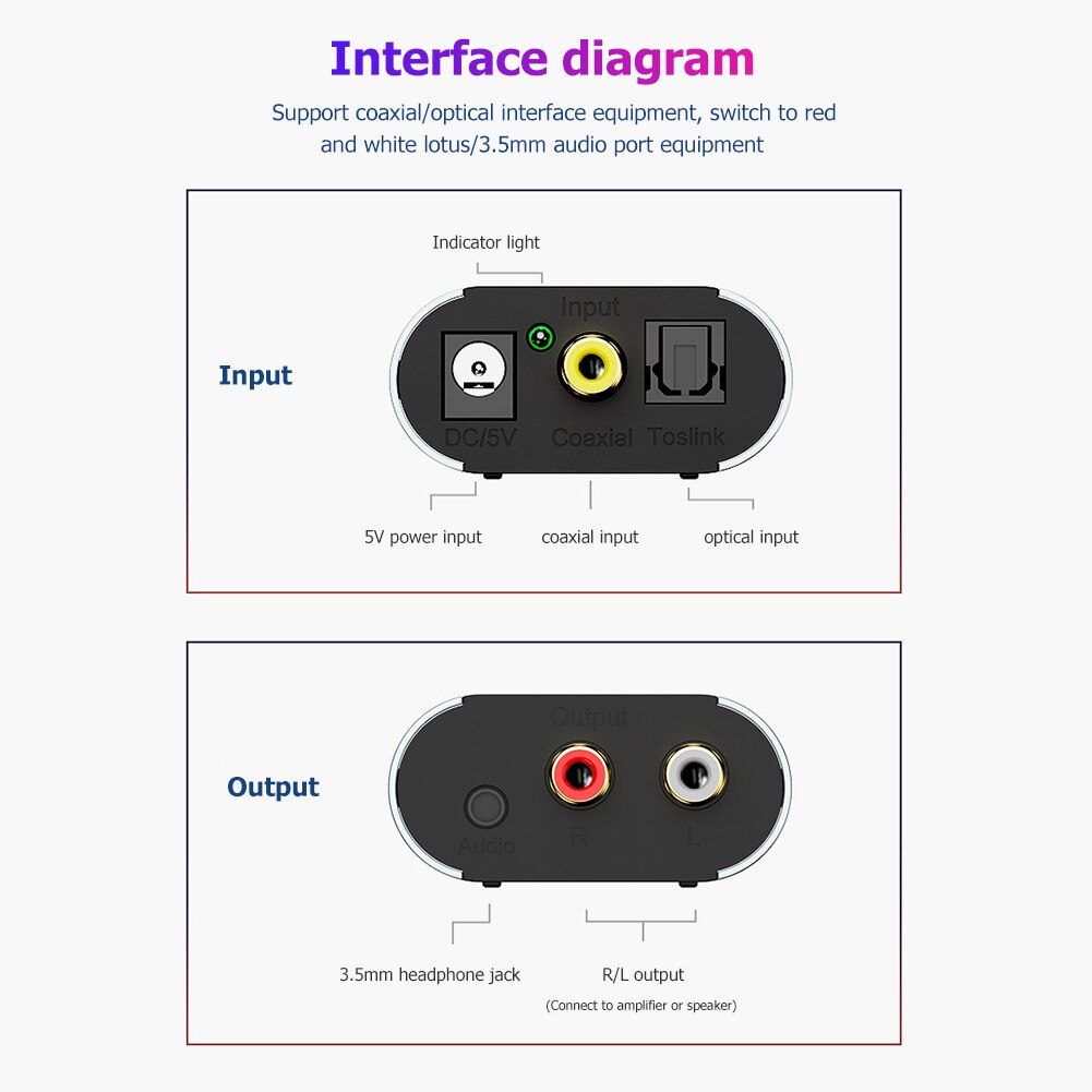 3.5Mm Audio Analoog Converter Digitaal Naar Rca Carrying Lichtgewicht Gadgets Voor Optical Fiber Toslink Coaxiale