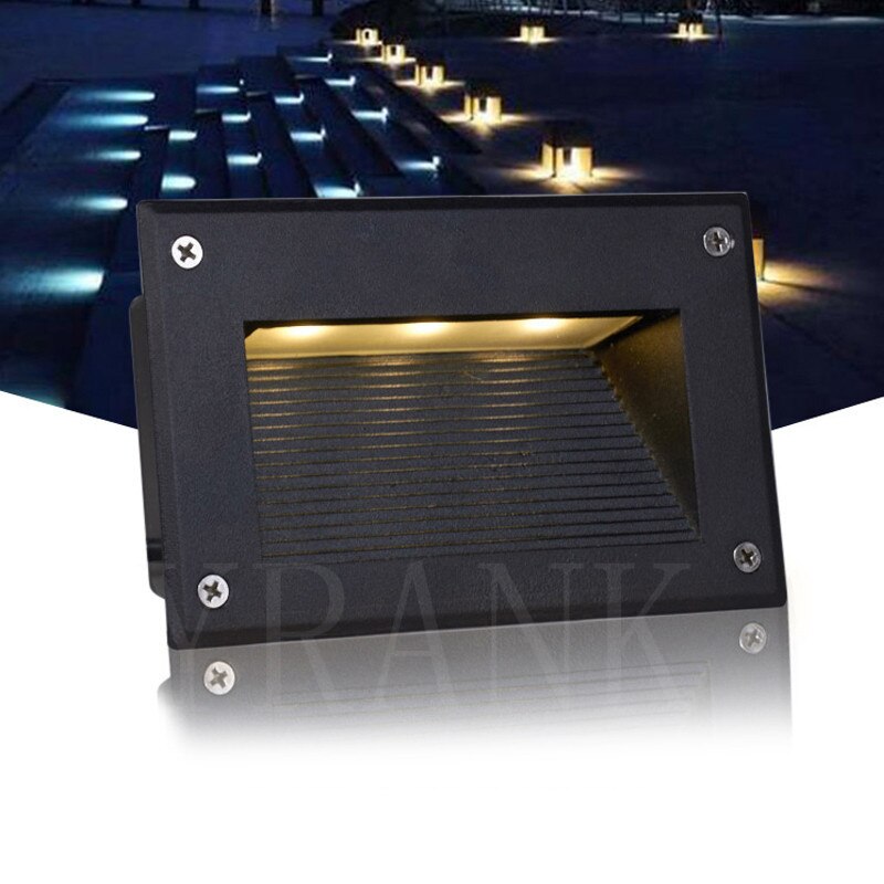 Lámpara LED de pared para escaleras, luz empotrada de 3W, para jardín, empotrada, para pasillo, AC85-265V, Villa, esquina, impermeable
