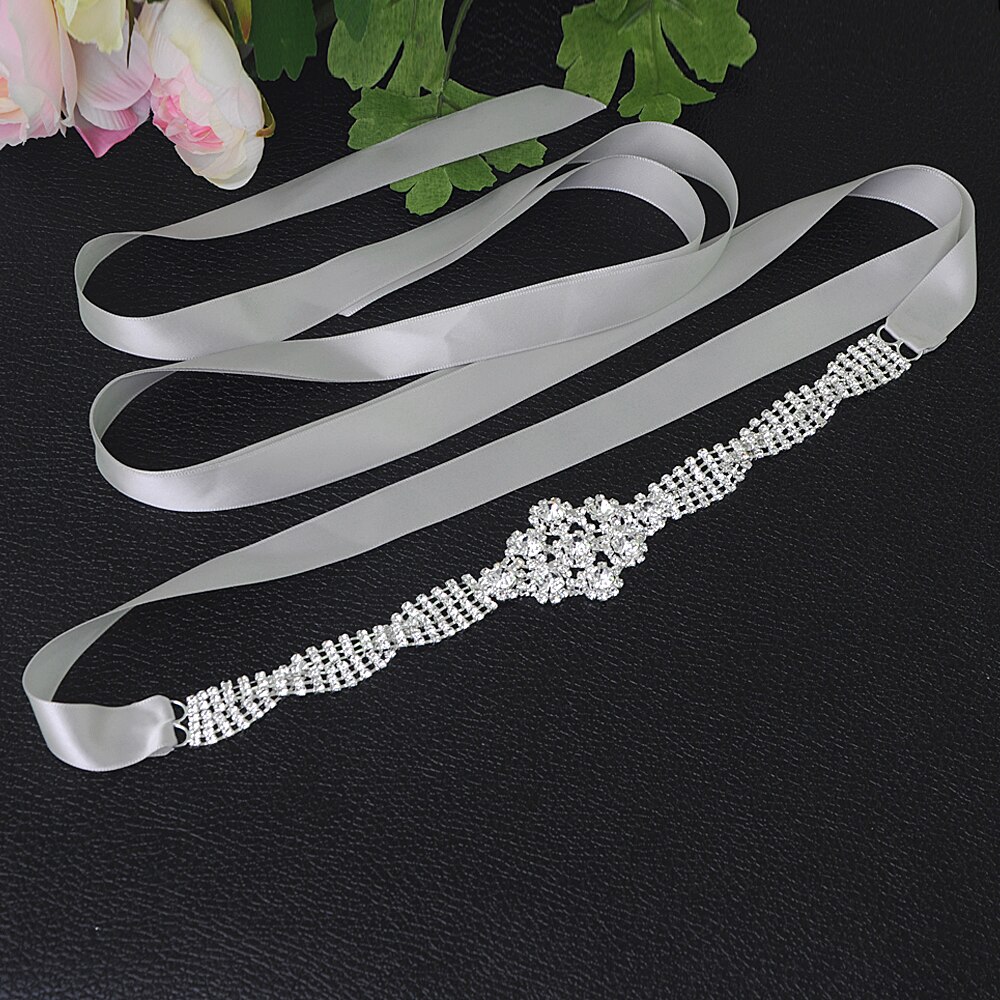 Zms 98 strass bruiloft accessoires trouwjurk riem bruidsriem bruidsmeisjes accessoires riem voor vrouwen huwelijkssjerpen riemen: Grijs
