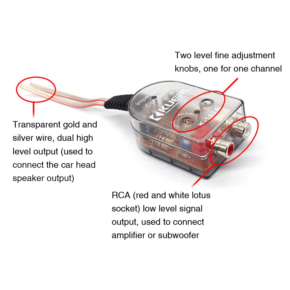 High To Low Level Speaker Signal Subwoofer Replacement Car Stereo Easy Installation Durable Audio Converters Output Amplifier