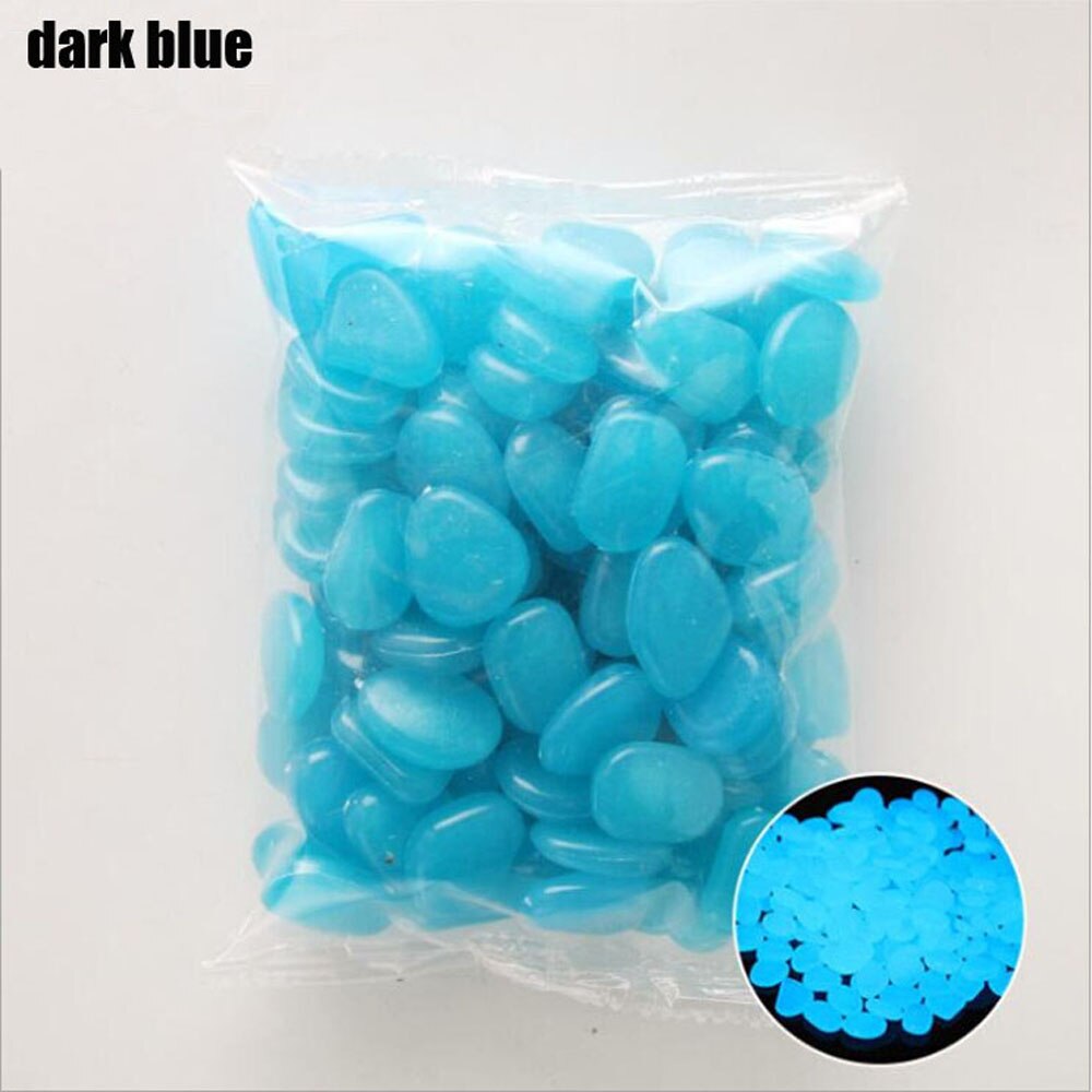 50Pcs Garden Pebbles Glow Stones Rocks for Walkways Garden Path Patio Lawn Garden Yard Decor Luminous Stones: dark blue