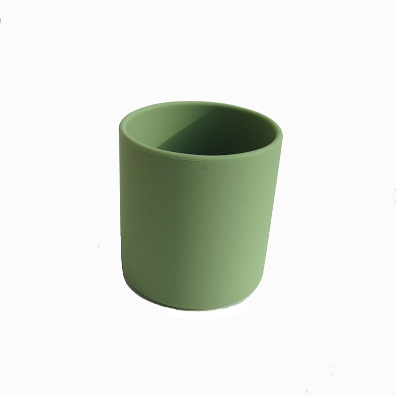 1PCS Baby Silicone Cup Food Grade Silicone kids Feeding Cup Infant Toddler Tableware Drinking Cup BPA Free 250ML Heat-resistant: green