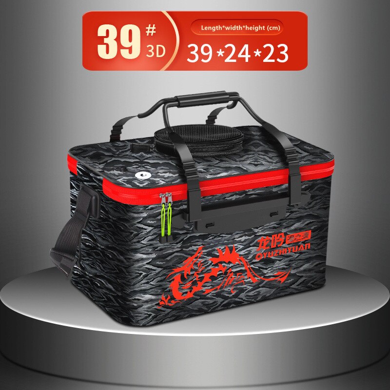 Portable Fishing Bag Foldable Fishing Bucket Live Fish Box Camping Water Container Pan Basin Fishing Gear Tackle Storage Bag: 3D   40CM