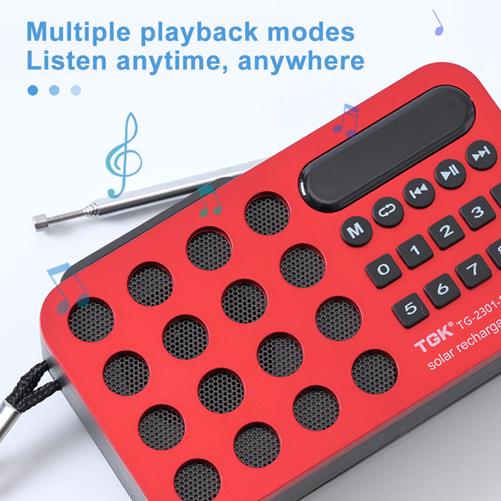 Bärbar fm-radio solarradio mini fickradio uppladdningsbar batteridriven radio stödjer usb tf-kort spelar trådlös bluetooth-högtalare