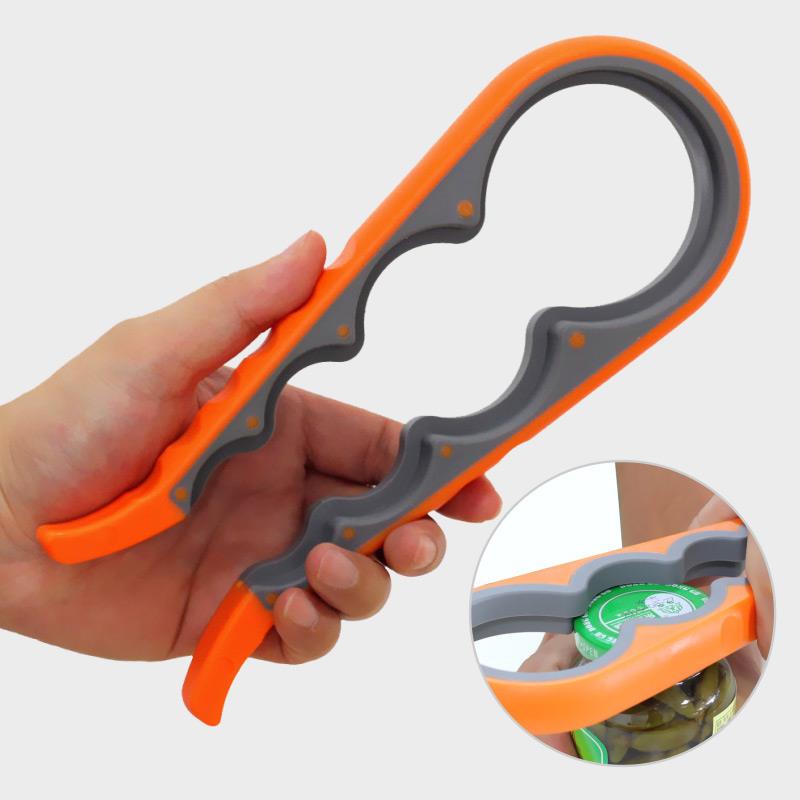 Multifunctionele 4 In 1 Blikopener Anti-Slip Deksel Schroef Jam Flesopener Handleiding Twist Cap Fles launcher Opener Keuken Gadget