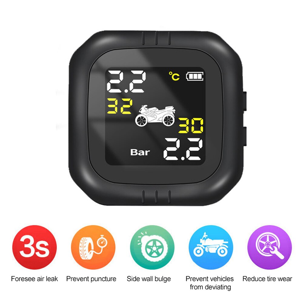 Wireless Motorcycle Tire Pressure Monitoring System TPMS Waterproof Cordless High Accurancy Tire Pressure Tester