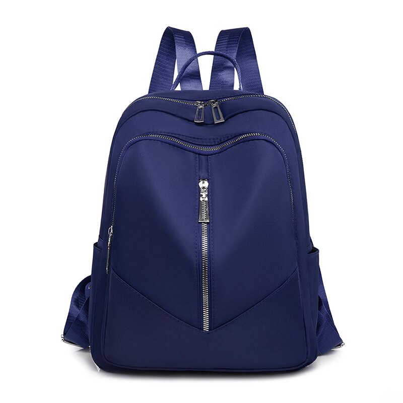 Double Zipper Ladies Anti Theft Backpack Oxford Cloth Women's Backpack Women Travel Bags Bolsos: Blue