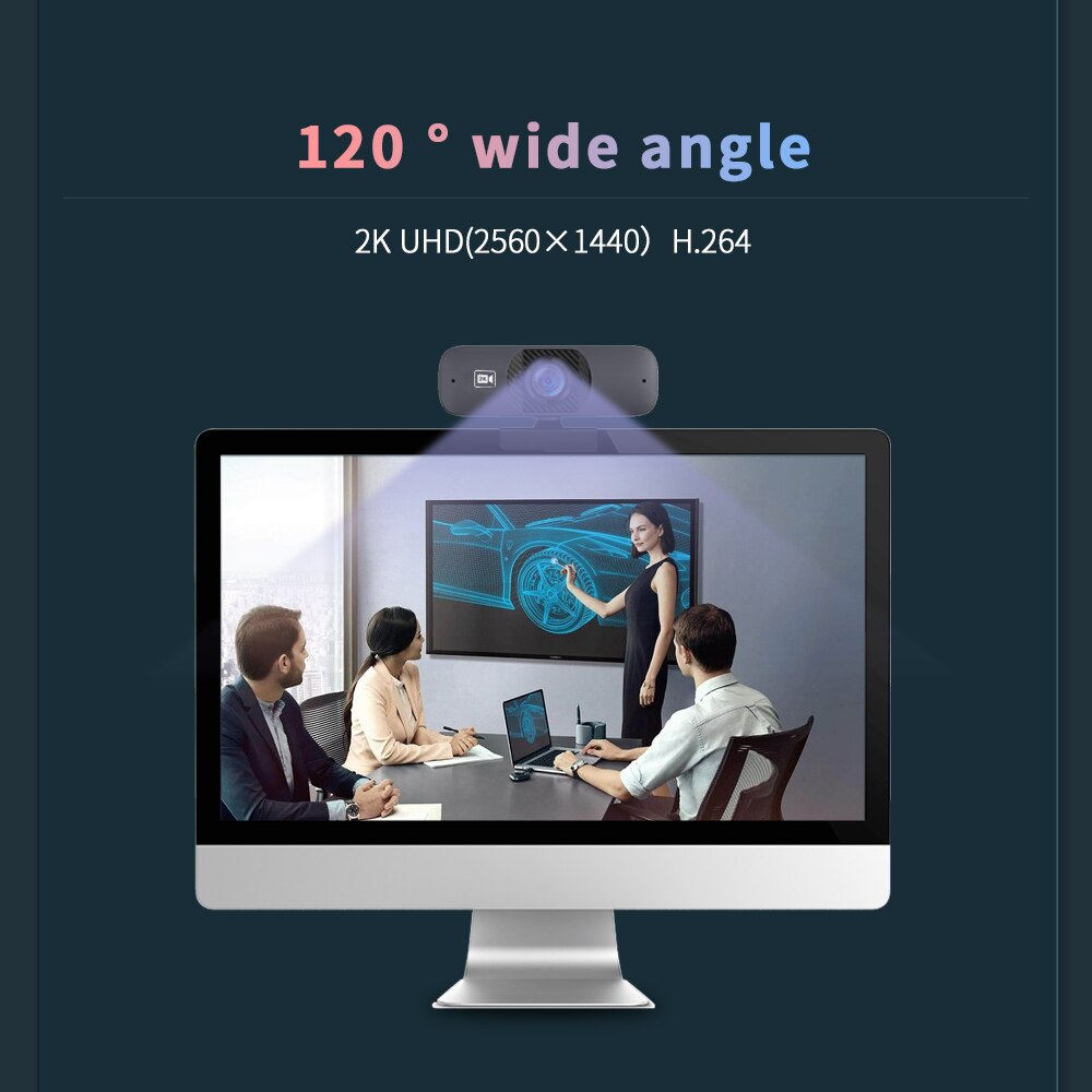 TISHRIC C200 2K 500W Pixels Best Webcam For PC 120° Wide Angle 2K UHD 2560*1440P H.264 Web Camera with Microphone USB Web Cam