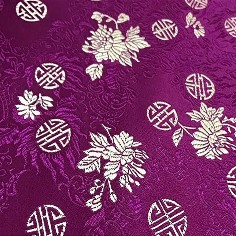 Polyester brokade stof luksus jacquard mønster stof til kostume moderne tøj: 3 lilla