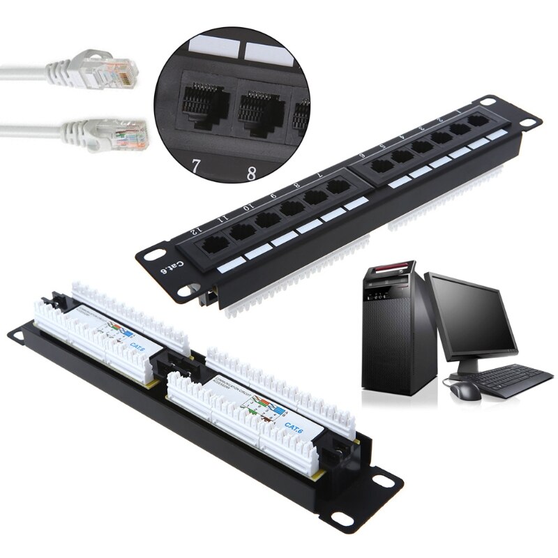 Cat6 12 Port RJ45 Patch Panel UTP LAN Network Adap... – Grandado