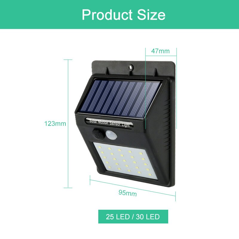 Rechargeable Solar Light 25 30 LED Waterproof PIR Motion Sensor Security Wall Light Outdoor Emergency Solar Lamp