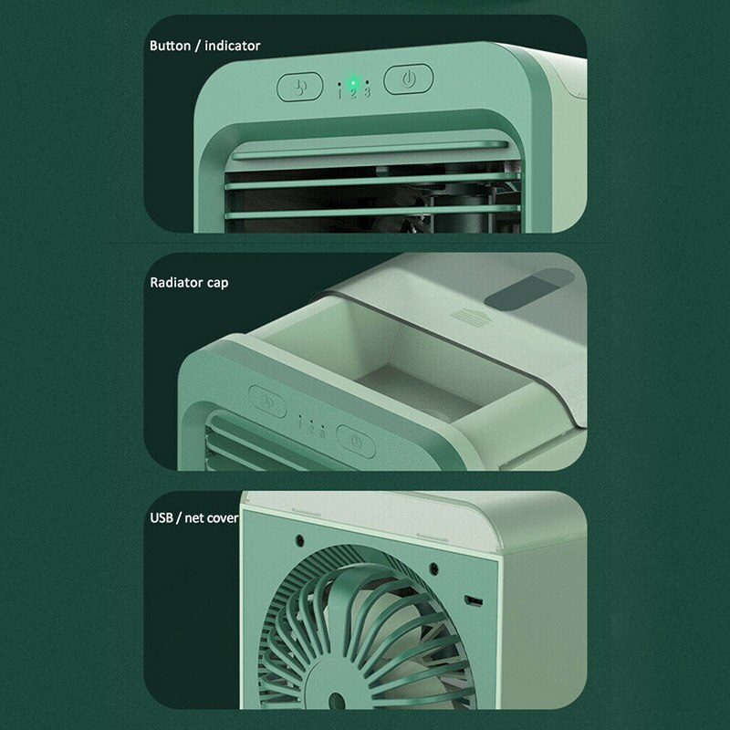 Portable USB Mini Rechargeable Water-cooled Air Conditioner Desktop Cooler Fan for Outdoor Home SCI88