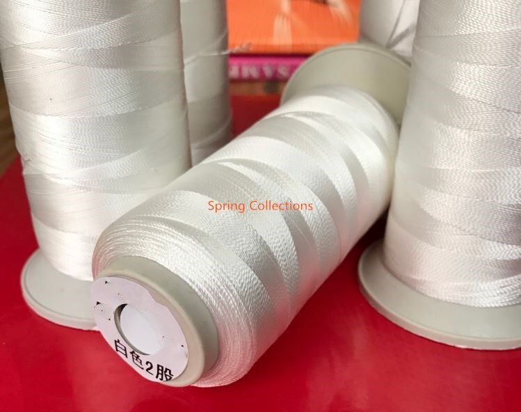 Hilo de coser 0,32 poliéster para sofá de cuero, tela vaquera de alta resistencia, 250D/2,250D/3, diámetro negro/blanco, 0,28/100% mm, 2 uds.
