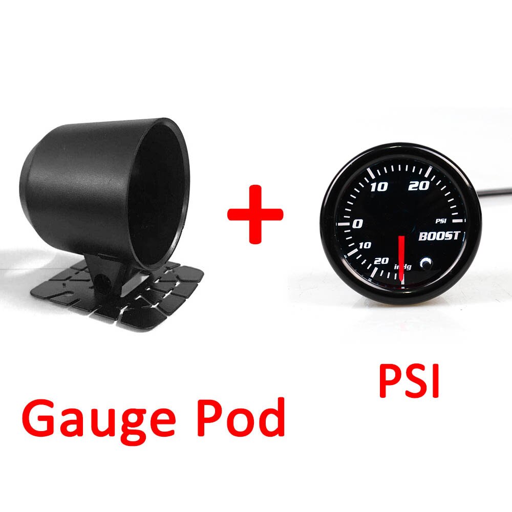 KET 2" 52mm Universal Car Auto Bar PSI Turbo Boost Gauge Meter With Sensor 7 Color LED Smoke Face auto gauge: PSI(Gauge Pod)