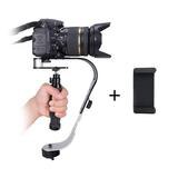 Estabilizador de cámara Digital de aleación de aluminio para Gopro, Mini videocámara de mano, Steadycam de vídeo móvil DSLR 5DII Motion DV Steadycam: Black with Clip